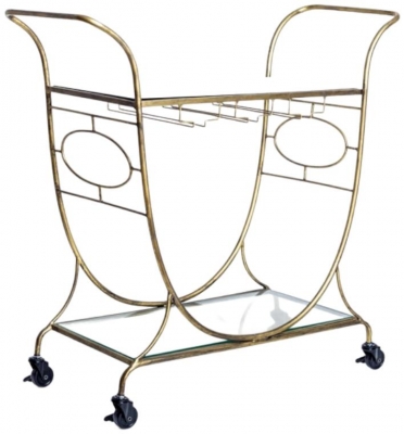 Gold and Glass Metal Bar Trolley