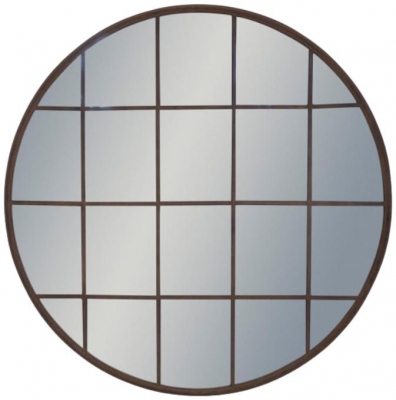 Product photograph of Large Antiqued Round Window Mirror - 94cm X 94cm from Choice Furniture Superstore