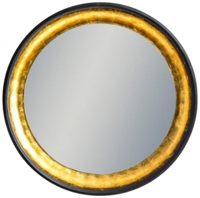 Limehouse Black And Gold Led Lighting Round Wall Mirror 91cm X 91cm