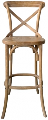 Product photograph of Reclaimed Elm Cross-back Bar Stool from Choice Furniture Superstore
