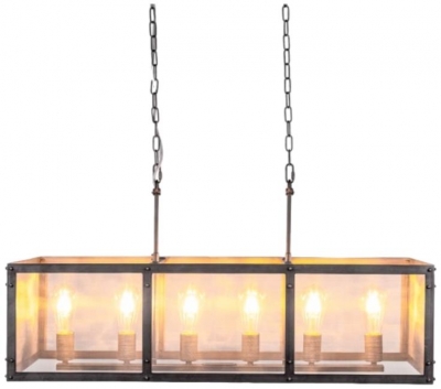 Product photograph of Rectangular Industrial Iron Chandelier from Choice Furniture Superstore