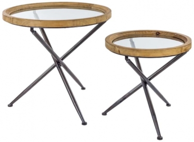 Set Of 2 Round Tripod Base Side Tables