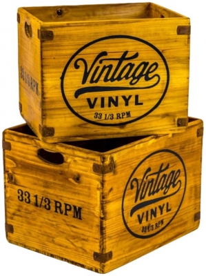 Set of 2 Vintage Vinyl LP Record Storage Boxes