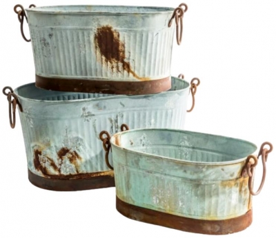 Set Of 3 Rustic Planters