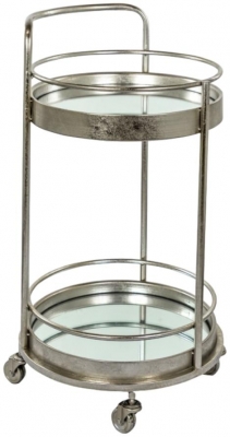 Image of Small Leaf Round Bar Trolley with Mirror Shelves