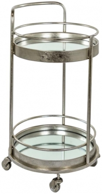 Small Leaf Round Bar Trolley With Mirror Shelves