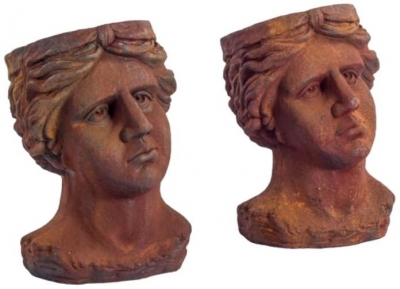 Product photograph of Set Of 2 Antiqued Rusted Classical Head Planters from Choice Furniture Superstore