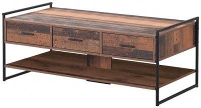 Abbey Rustic Oak 3 Drawer Coffee Table