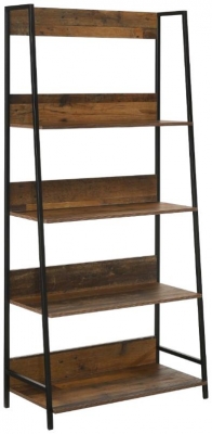 Product photograph of Abbey Rustic Oak 4 Tier Shelves Bookcase from Choice Furniture Superstore