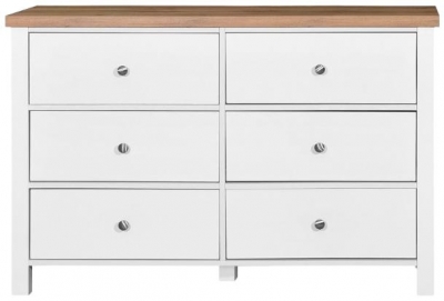 Product photograph of Astbury White And Oak 6 Drawer Chest from Choice Furniture Superstore