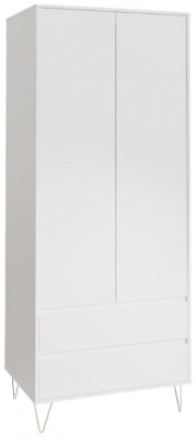 Product photograph of Monaco White 2 Door 2 Drawer Wardrobe from Choice Furniture Superstore