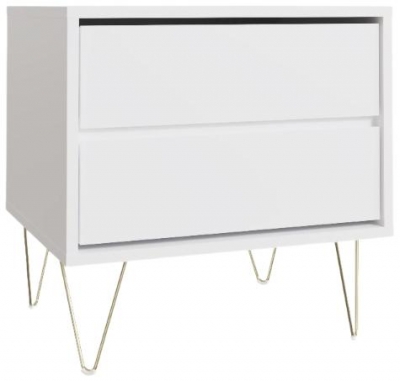 Product photograph of Monaco White 2 Drawer Bedside from Choice Furniture Superstore