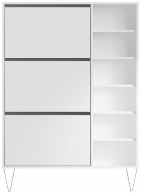 Product photograph of Monaco White 3 Drawer Shoe Cabinet from Choice Furniture Superstore
