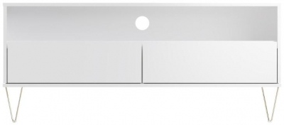 Product photograph of Monaco White 2 Drawer Tv Cabinet from Choice Furniture Superstore