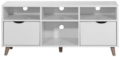 Product photograph of Pulford White 2 Drawer Tv Cabinet from Choice Furniture Superstore
