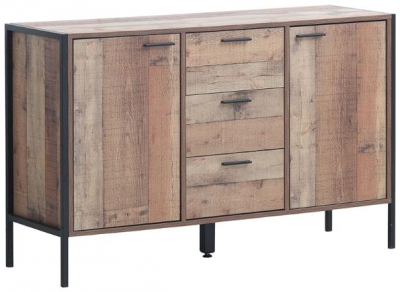 Product photograph of Stretton Rustic Industrial 2 Door 3 Drawer Sideboard from Choice Furniture Superstore
