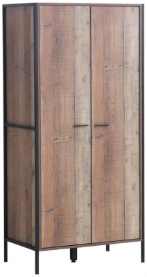 Product photograph of Stretton Rustic Industrial 2 Door Wardrobe from Choice Furniture Superstore
