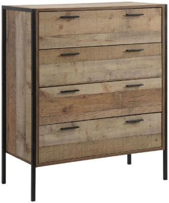 Product photograph of Stretton Rustic Industrial 4 Drawer Chest from Choice Furniture Superstore