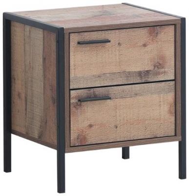 Stretton Rustic Industrial 2 Drawer Bedside Cabinet