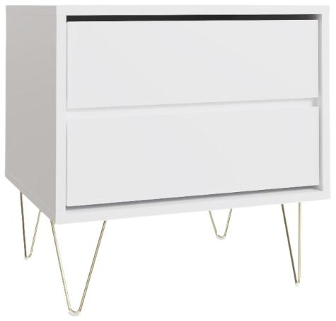 Monaco White 2 Drawer Bedside