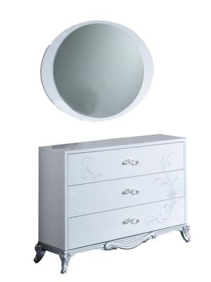 Product photograph of Daniela White Italian 3 Drawer Dresser And Round Mirror from Choice Furniture Superstore