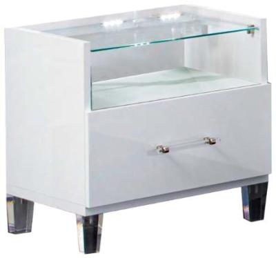 Cristal White Italian Marble 1 Drawer Bedside Cabinet