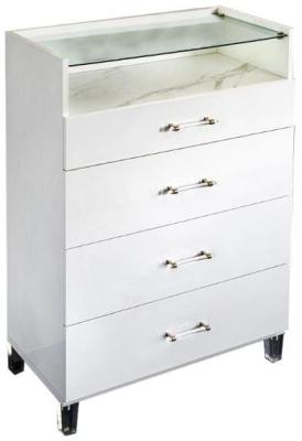 Cristal White Italian Marble 4 Drawer Tall Chest