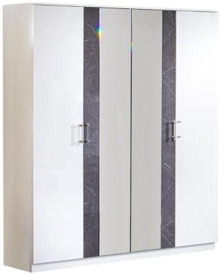 Product photograph of Cristal Grey Italian Marble 4 Door Wardrobe from Choice Furniture Superstore