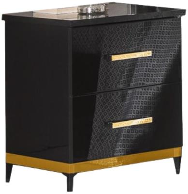 Product photograph of Elegance Black Italian 2 Drawer Night Table from Choice Furniture Superstore