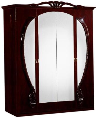 Product photograph of Giada Mahogany Italian 4 Door Wardrobe from Choice Furniture Superstore