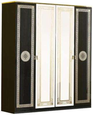 Product photograph of New Serena Black Italian 4 Door Wardrobe from Choice Furniture Superstore