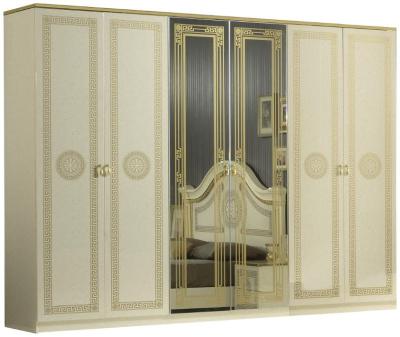 Product photograph of New Serena Beige Italian 6 Door Wardrobe from Choice Furniture Superstore