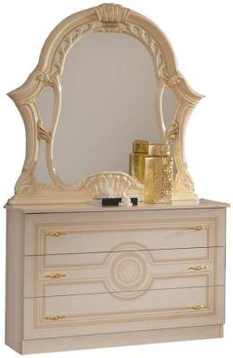 Product photograph of Sara Beige Italian 3 Drawer Dresser With Mirror from Choice Furniture Superstore