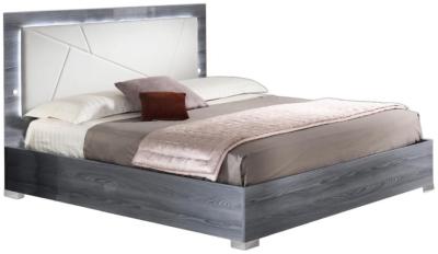 Nicole Grey Italian 5ft King Size Bed With Padded Headboard