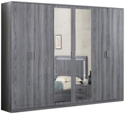 Nicole Grey Italian 6 Door Wardrobe