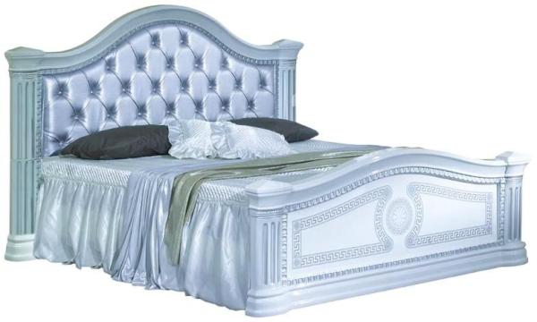 New Serena White Italian Upholstered Headboard Bed - Sizes Available