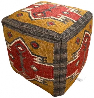 Product photograph of Wool Jute Kilim Pouffe - 45 X 45 X 45cm from Choice Furniture Superstore