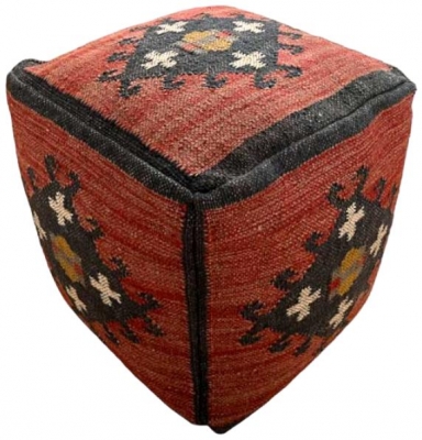 Product photograph of Wool Jute Square Kilim Pouffe - 45 X 45 X 45cm from Choice Furniture Superstore