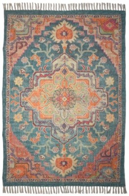 Product photograph of Blue Cotton Printed Rug - 120 X 180cm from Choice Furniture Superstore