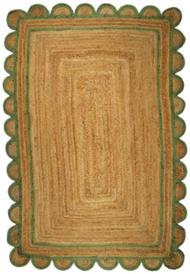 Green Scallop Jute Rug 120 X 180cm Pack Of 5