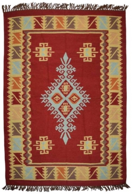 Image of Multi Coloured Kilim Extra Large Wool Rug - 140 x 200cm