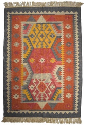 Product photograph of Multi Coloured Kilim Large Wool Rug - 120 X 180cm from Choice Furniture Superstore