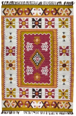 Image of Multi Coloured Kilim Wool Rug - 140 x 200cm