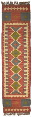Multi Coloured Kilim Wool And Jute Rug 60 X 245cm