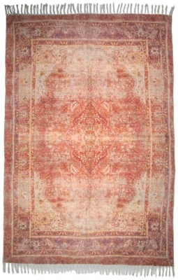 Peach Cotton Chenille Printed Rug 120 X 180cm