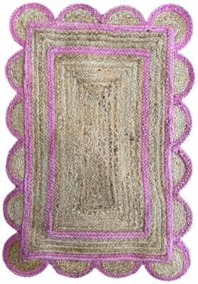 Pink Scallop Jute Rug 120 X 180cm Pack Of 5