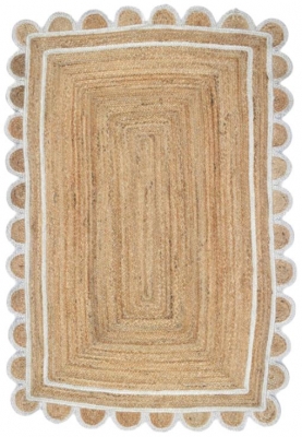 White Scallop Jute Rug 120 X 180cm Pack Of 5