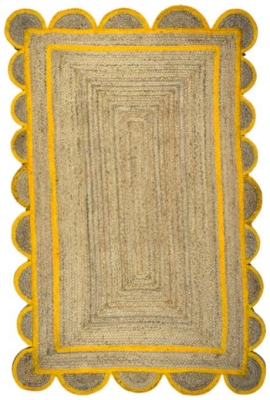 Yellow Scallop Jute Rug 60 X 90cm Pack Of 20