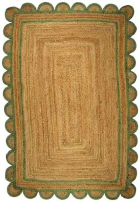 Scallop Green Jute Rug 120cm X 180cm