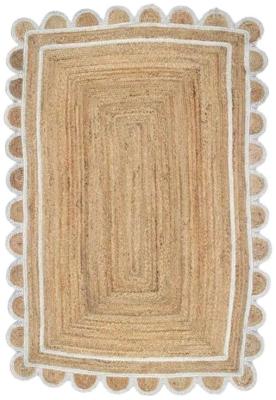 Scallop White Jute Rug 120cm X 180cm